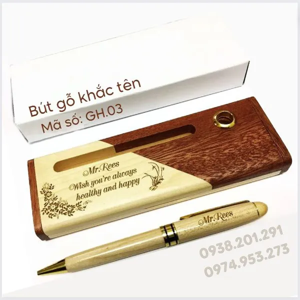 Bộ Bút Gỗ Khắc Tên Đẹp GH.03