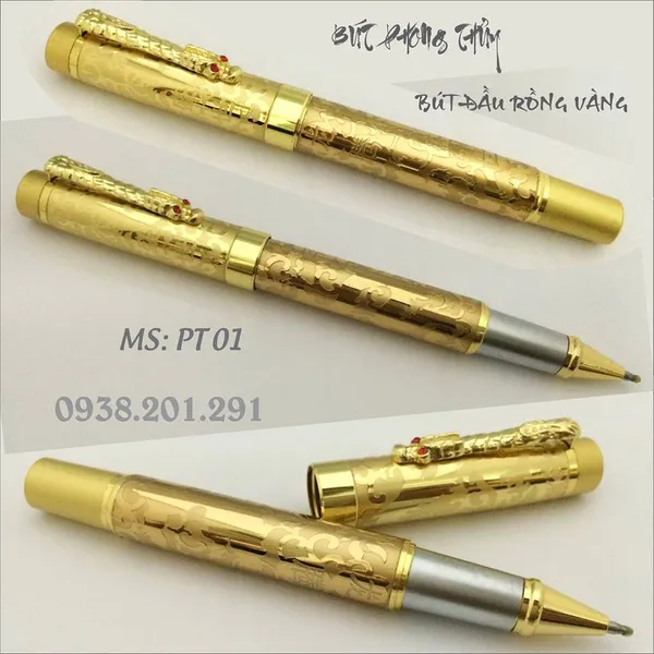 Bút ký cao cấp bút phong thủy mạ vàng đầu rồng