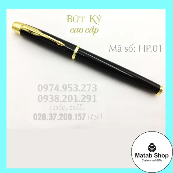 Bút ký cao cấp màu đen khoen vàng HP.01
