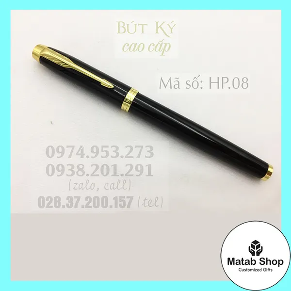 Bút ký cao cấp màu đen khoen vàng HP.08