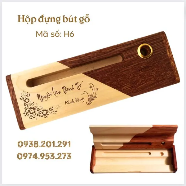 Hộp bút gỗ 2 màu - H6