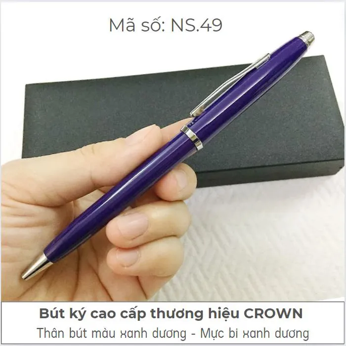Bút Ký Cao Cấp Hàn Quốc Crown Nhỏ Màu xanh tím NS.49