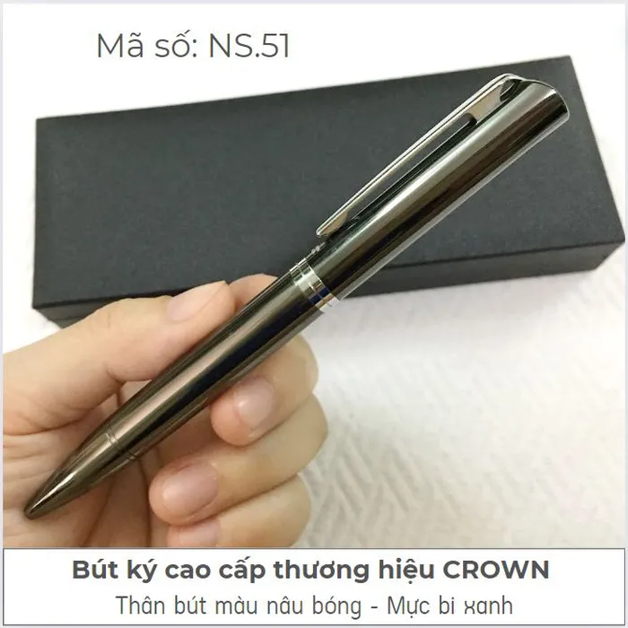 Bút Ký Cao Cấp Hàn Quốc Crown Màu Xám Đen NS.51