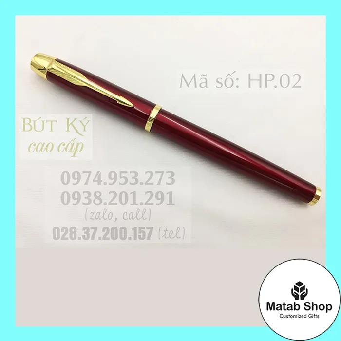 Bút ký cao cấp màu đỏ khoen vàng HP.02