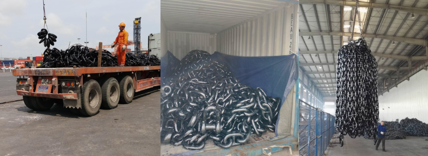 Bàn giao xích neo cho khách hàng