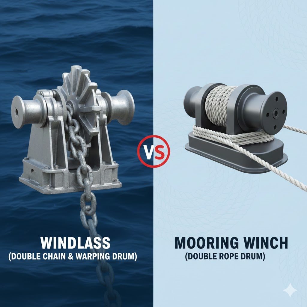 Phân biệt Windlass vs Mooring winch và phương án kết hợp trên tàu hàng