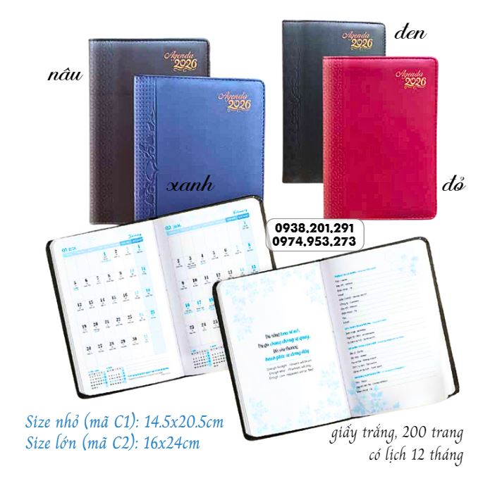 Sổ da in logo sổ tay quà tặng agenda 2026 Sổ da in logo sổ tay quà tặng agenda 2026
