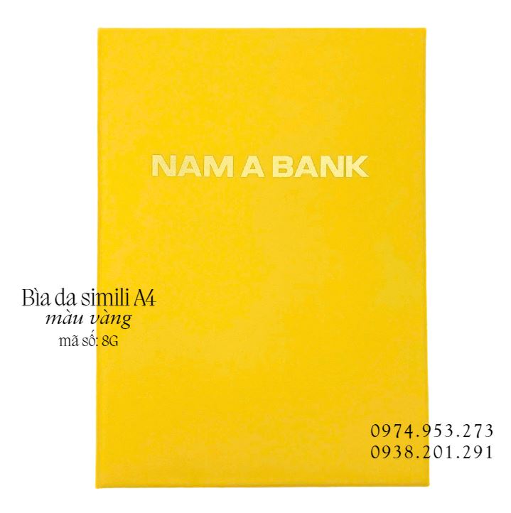Bìa kẹp bằng da A4 simili màu vàng in nhũ bạc Bìa kẹp bằng da A4 simili màu vàng in nhũ bạc