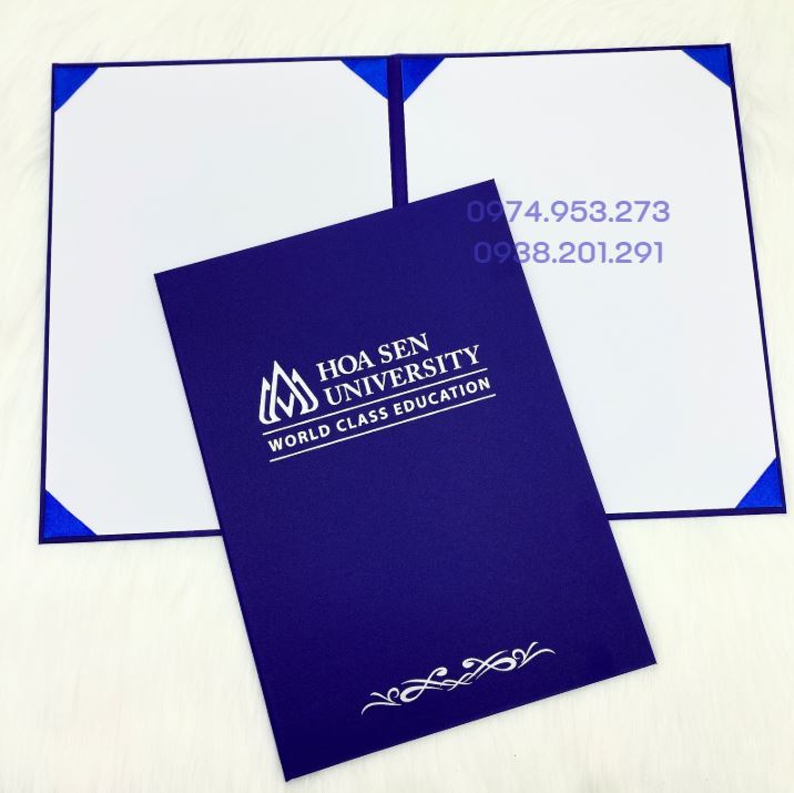 Bìa bằng tốt nghiệp Đại học Hoa Sen màu xanh dương A4 Bìa bằng tốt nghiệp Đại học Hoa Sen màu xanh dương A4