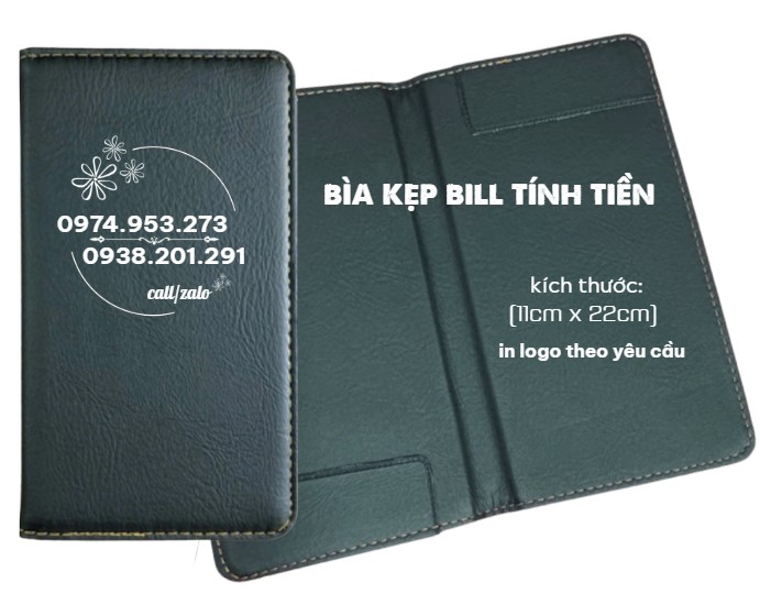 Bìa kẹp bill tính tiền in logo theo yêu cầu Bìa kẹp bill tính tiền in logo theo yêu cầu