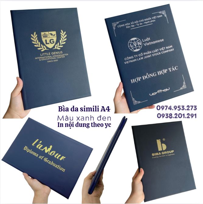 Bìa ký kết da simili cao cấp A4 sang trọng in logo theo yêu cầu Bìa ký kết da simili cao cấp A4 sang trọng in logo theo yêu cầu
