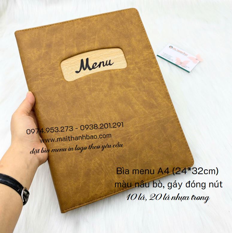 Bìa menu da A4 màu vàng da bò Bìa menu da A4 màu vàng da bò
