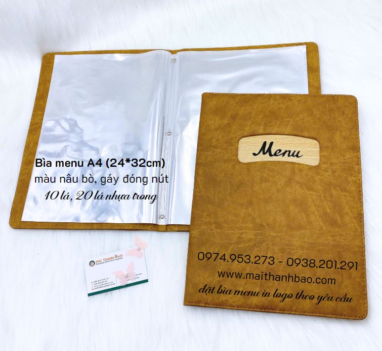 Bìa menu da A4 màu vàng da bò Bìa menu da A4 màu vàng da bò