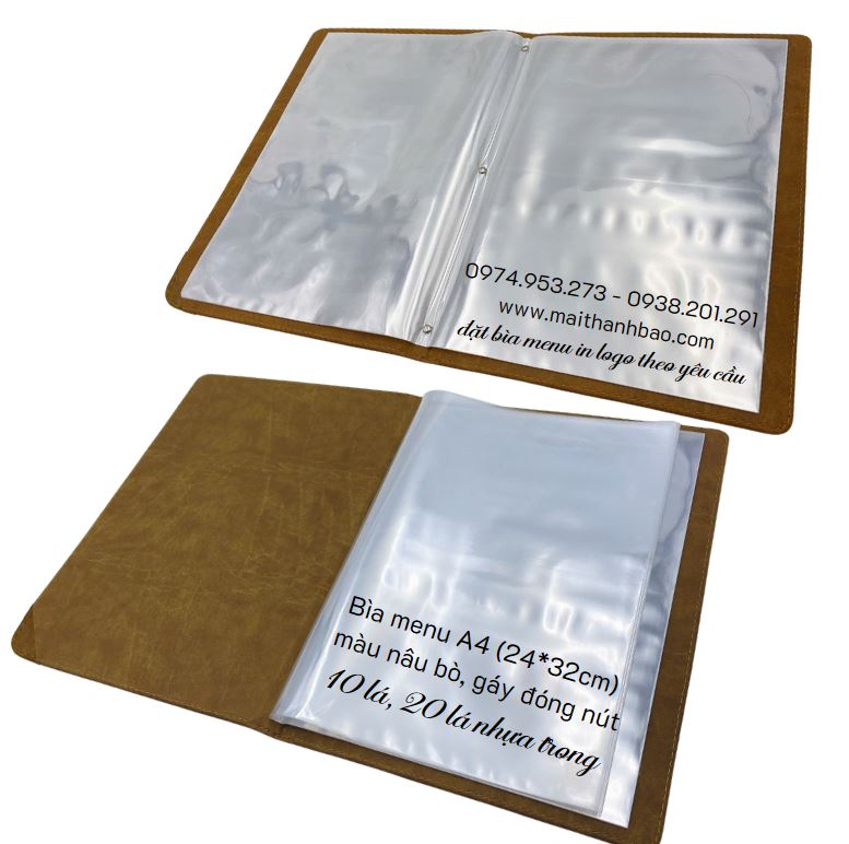 Bìa menu da A4 màu vàng da bò Bìa menu da A4 màu vàng da bò