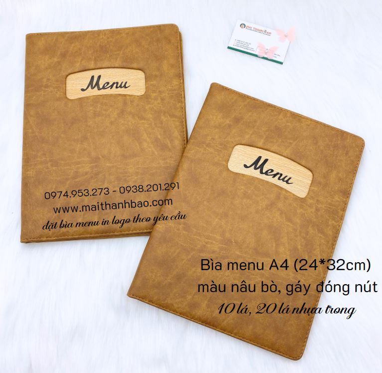 Bìa menu da A4 màu vàng da bò Bìa menu da A4 màu vàng da bò