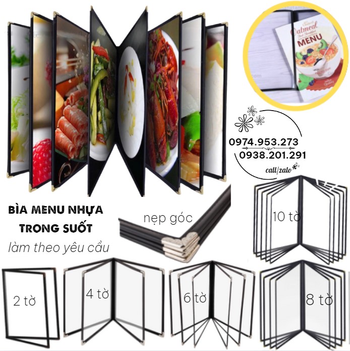 Menu bìa da A4 đẹp in logo nhà hàng khách sạn quán ăn Menu bìa da A4 đẹp in logo nhà hàng khách sạn quán ăn