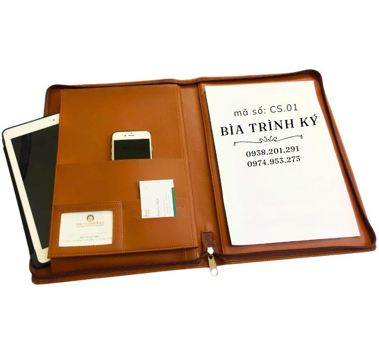 Bìa trình ký da có dây kéo A4 cao cấp màu nâu da bò Bìa trình ký da có dây kéo A4 cao cấp màu nâu da bò