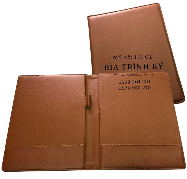 Bìa trình ký hồ sơ da màu nâu da bò Bìa trình ký hồ sơ da màu nâu da bò