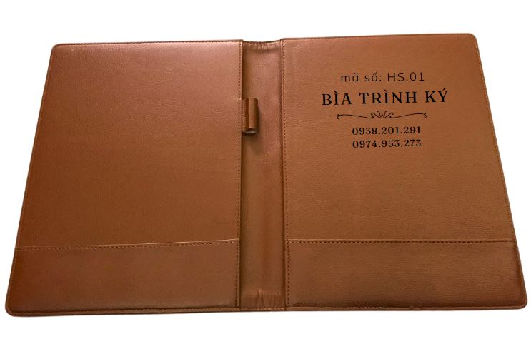 Bìa trình ký hồ sơ da màu nâu da bò Bìa trình ký hồ sơ da màu nâu da bò
