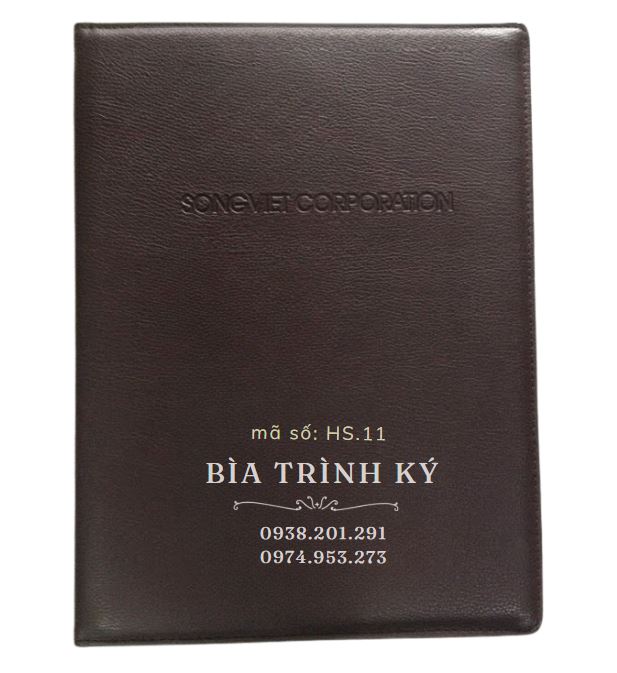 Bìa trình ký da A4 màu nâu đậm Bìa trình ký da A4 màu nâu đậm