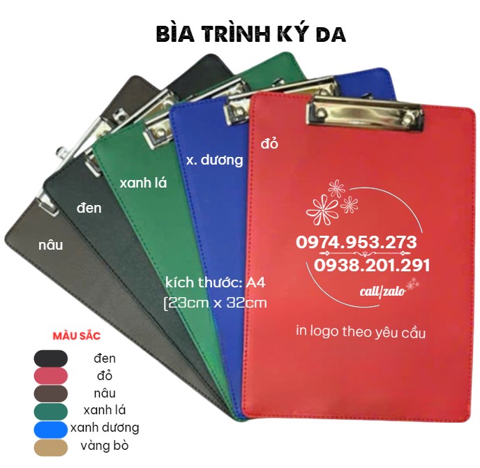 Bìa trình ký da A4 A3 A5 in logo công ty theo yêu cầu đẹp giá rẻ lấy gấp Bìa trình ký da A4 A3 A5 in logo công ty theo yêu cầu đẹp giá rẻ lấy gấp