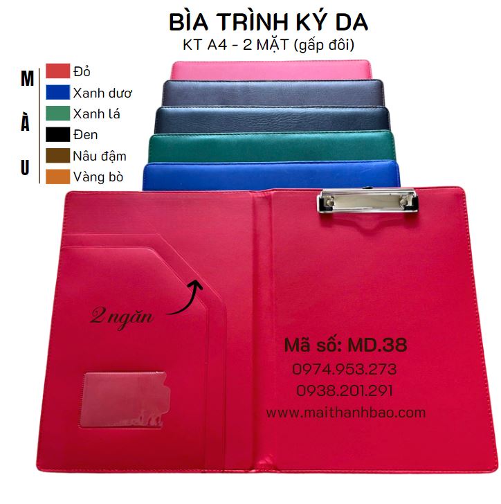 Bìa trình ký da 2 mặt 2 ngăn bìa trình ký đôi A4 Bìa trình ký da 2 mặt 2 ngăn bìa trình ký đôi A4