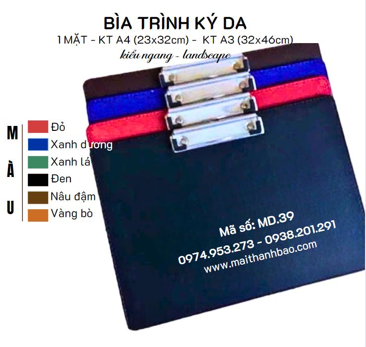 Bìa trình ký da A4 kiểu ngang Bìa trình ký da A4 kiểu ngang