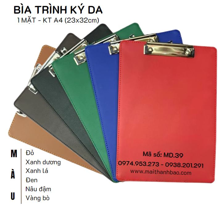 Bìa trình ký da 1 mặt xanh đỏ nâu đen vàng bò Bìa trình ký da 1 mặt xanh đỏ nâu đen vàng bò