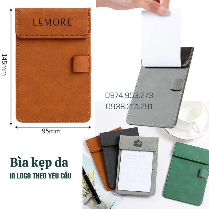 Bìa trình ký da nhỏ A6 in logo đẹp giá rẻ bìa MC kẹp bill Bìa trình ký da nhỏ A6 in logo đẹp giá rẻ bìa MC kẹp bill