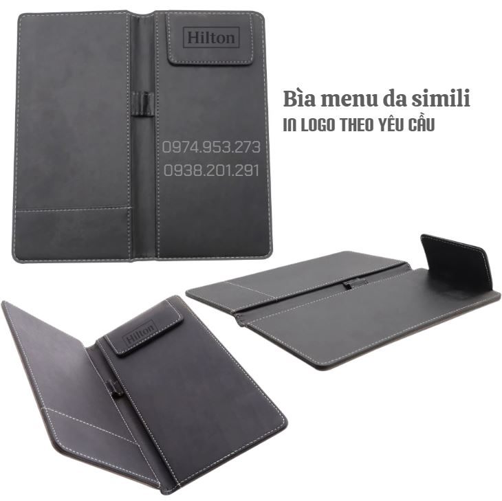 Bìa trình ký da nhỏ A6 in logo đẹp giá rẻ bìa MC kẹp bill Bìa trình ký da nhỏ A6 in logo đẹp giá rẻ bìa MC kẹp bill