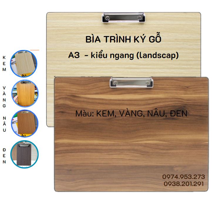 Bìa Trình Ký Bằng Gỗ A3 Kiểu Ngang Bìa Trình Ký Bằng Gỗ A3 Kiểu Ngang