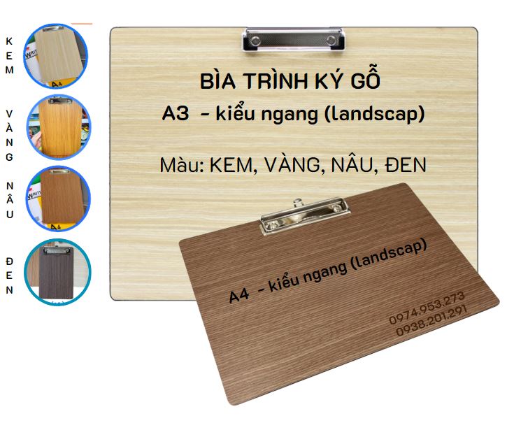Bìa Trình Ký Bằng Gỗ A3 Kiểu Ngang Bìa Trình Ký Bằng Gỗ A3 Kiểu Ngang