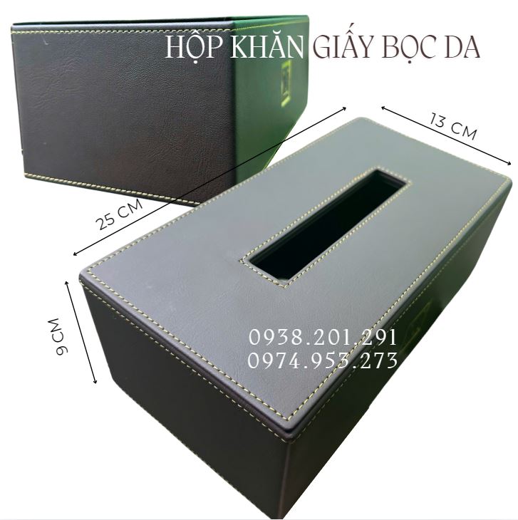 Hộp khăn giấy bọc da cao cấp sang trọng in logo Hộp khăn giấy bọc da cao cấp sang trọng in logo