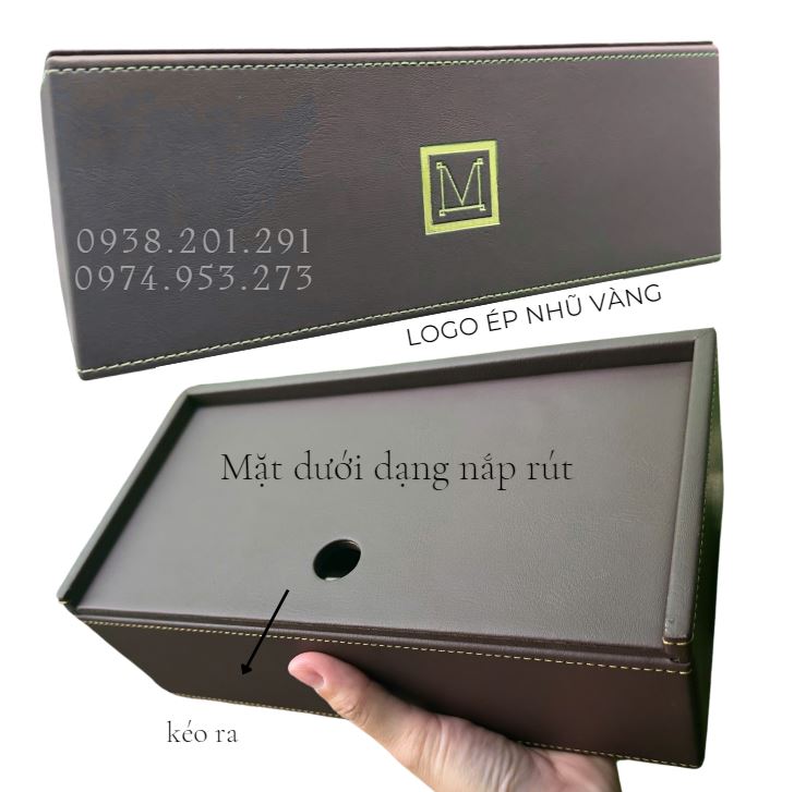 Hộp khăn giấy bọc da cao cấp sang trọng in logo Hộp khăn giấy bọc da cao cấp sang trọng in logo