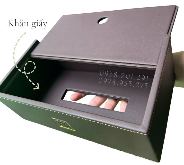 Hộp khăn giấy bọc da cao cấp sang trọng in logo Hộp khăn giấy bọc da cao cấp sang trọng in logo