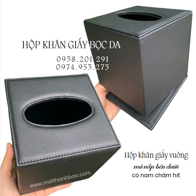 Hộp khăn giấy bọc da khách sạn cao cấp in logo Hộp khăn giấy bọc da khách sạn cao cấp in logo