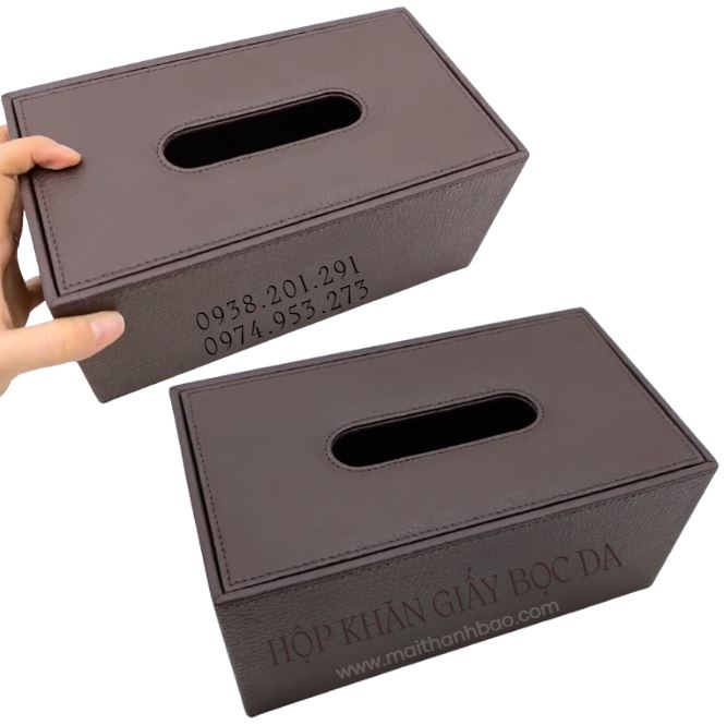 Hộp khăn giấy bọc da khách sạn cao cấp in logo Hộp khăn giấy bọc da khách sạn cao cấp in logo