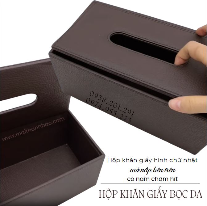 Hộp khăn giấy bọc da khách sạn cao cấp in logo Hộp khăn giấy bọc da khách sạn cao cấp in logo