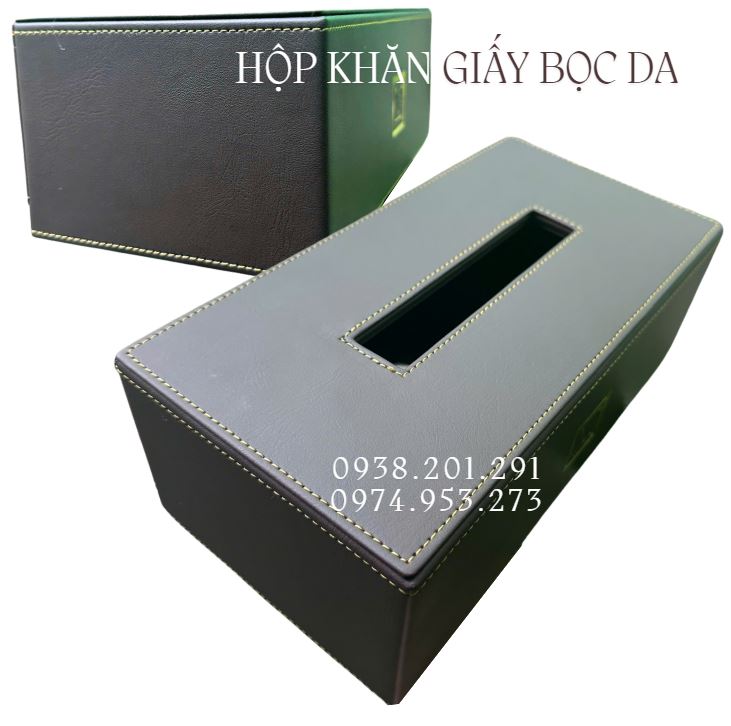 Hộp khăn giấy bọc da cao cấp sang trọng in logo Hộp khăn giấy bọc da cao cấp sang trọng in logo