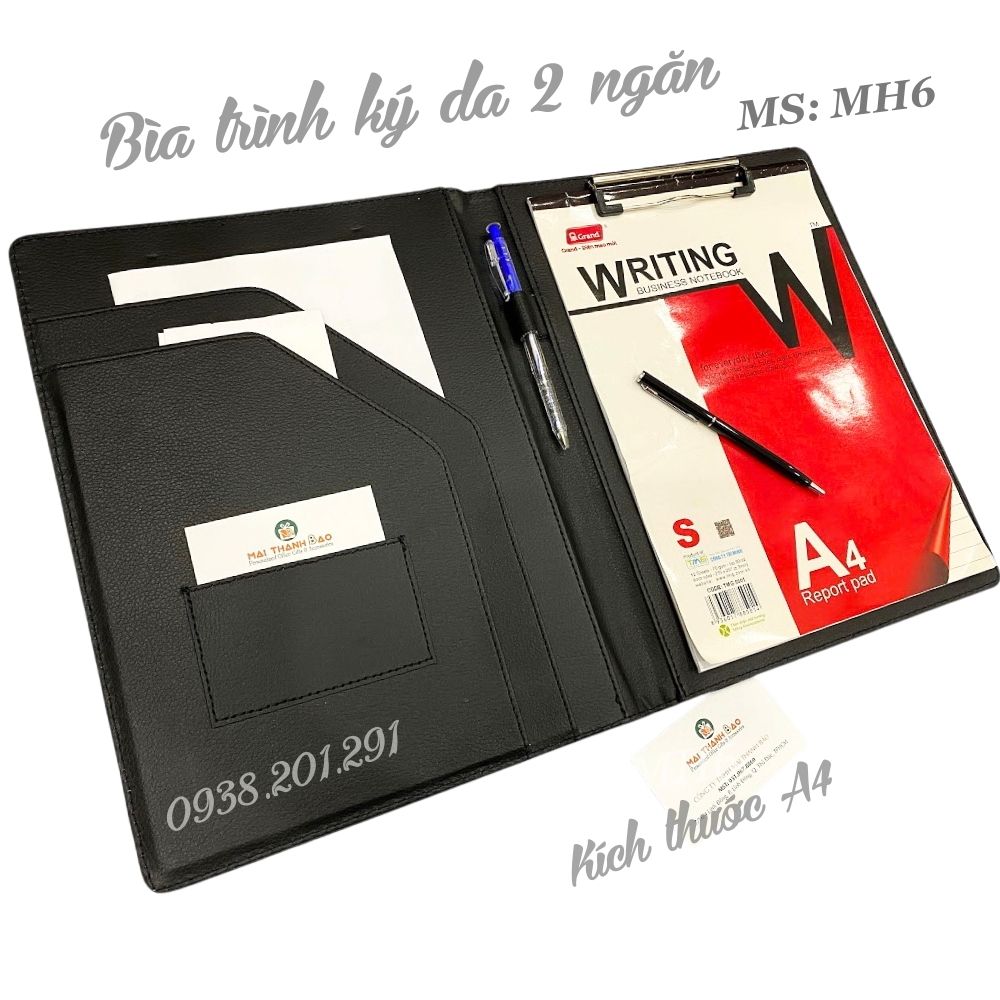 Bìa trình ký da đôi 2 ngăn MH6 dùng để kẹp tài liệu, hồ sơ, hợp đồng, báo cáo... Bìa trình ký da đôi 2 ngăn MH6 dùng để kẹp tài liệu, hồ sơ, hợp đồng, báo cáo...