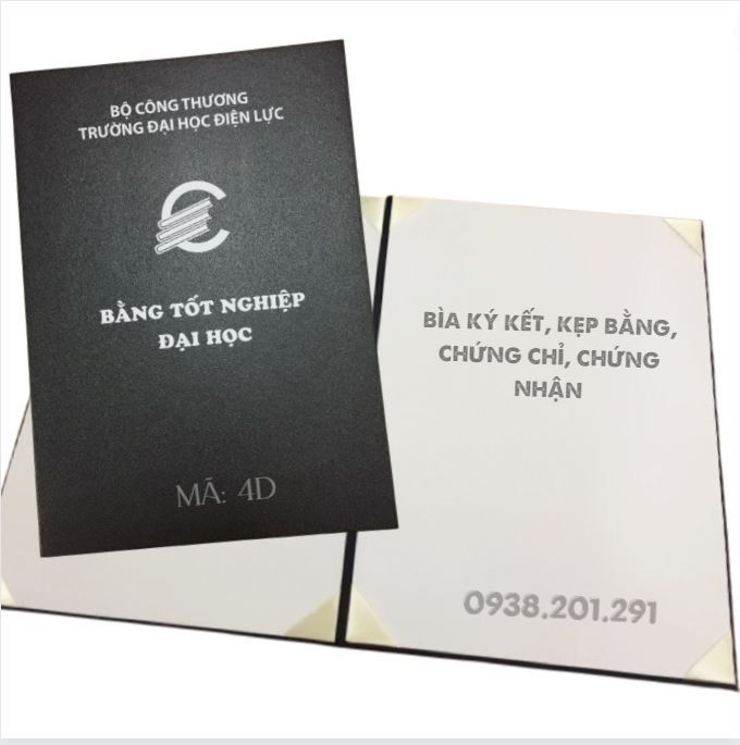 Bìa bằng si decal màu đen in logo nhũ bạc giá rẻ ký kết khen thưởng thăng chức chứng nhận Bìa bằng si decal màu đen in logo nhũ bạc giá rẻ ký kết khen thưởng thăng chức chứng nhận