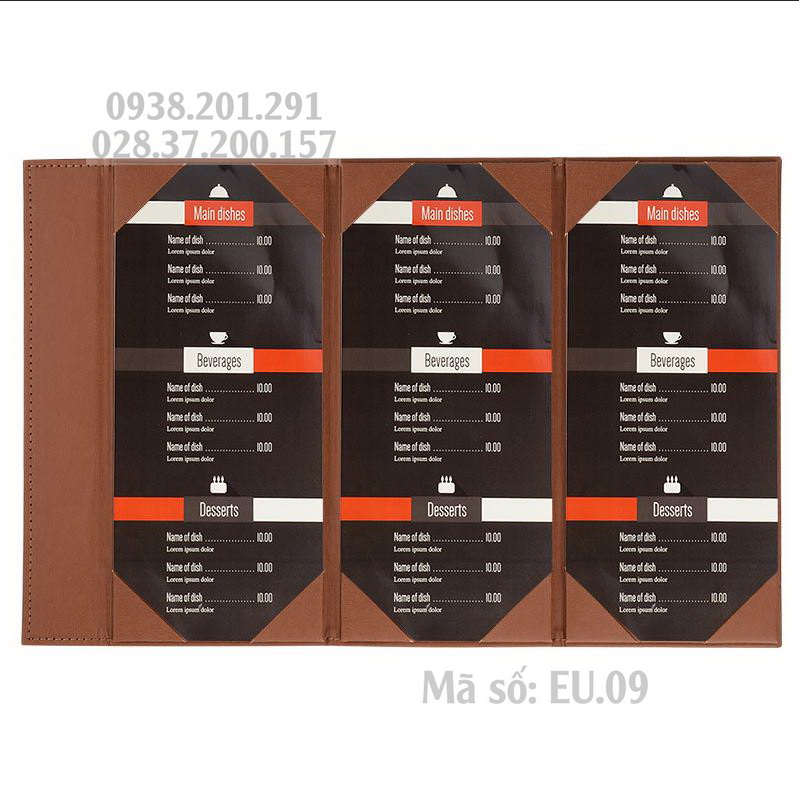 Đặt may in bìa menu simili giả da in logo công ty giá rẻ đẹp Đặt may in bìa menu simili giả da in logo công ty giá rẻ đẹp