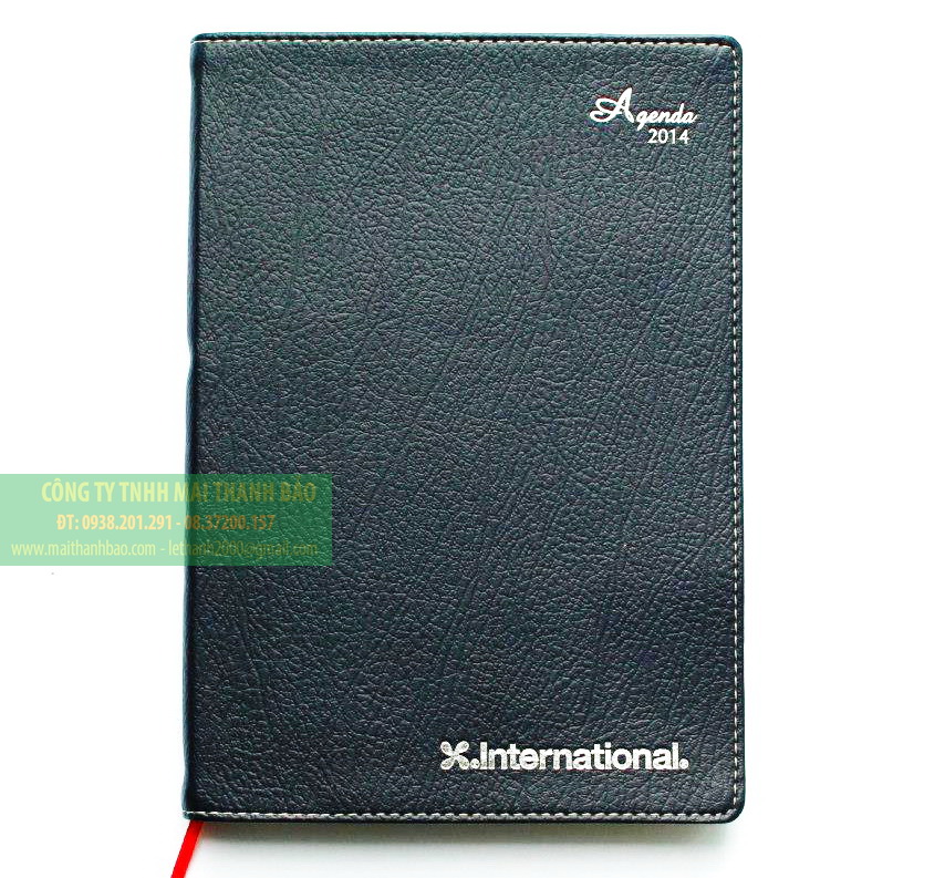 Sổ tay bìa da International màu xanh đen, vân to Sổ tay bìa da International màu xanh đen, vân to