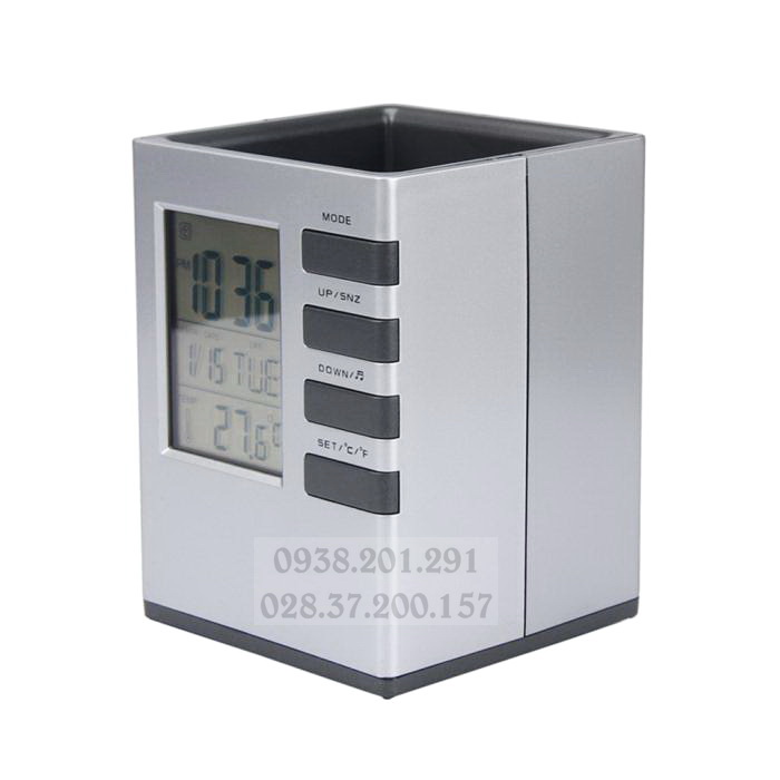 Hộp cắm bút nhựa có đồng hồ và lịch điện tử, dùng làm quà tặng dễ thương và tiện dụng Hộp cắm bút nhựa có đồng hồ và lịch điện tử, dùng làm quà tặng dễ thương và tiện dụng