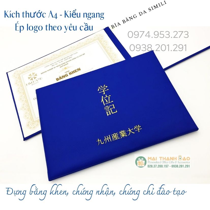 Bìa bằng khen kiểu ngang da simili kích thước a4 in logo theo yêu cầu đẹp giá rẻ Bìa bằng khen kiểu ngang da simili kích thước a4 in logo theo yêu cầu đẹp giá rẻ