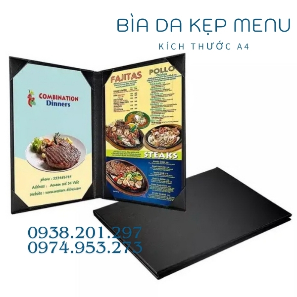 Bìa menu da màu xanh Bìa menu da màu xanh