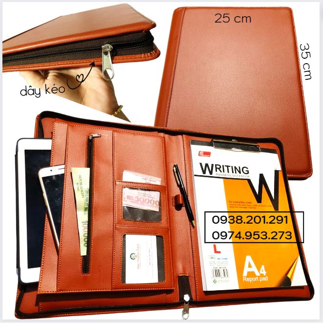 Bìa da a4 cặp hồ sơ dây kéo đựng tài liệu văn phòng cao cấp Bìa da a4 cặp hồ sơ dây kéo đựng tài liệu văn phòng cao cấp