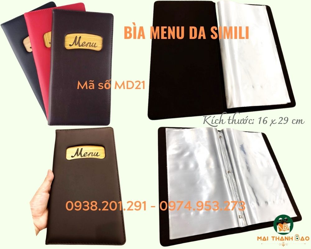 Bìa menu da simili đẹp cao cấp in logo tên nhà hàng khách sạn Bìa menu da simili đẹp cao cấp in logo tên nhà hàng khách sạn