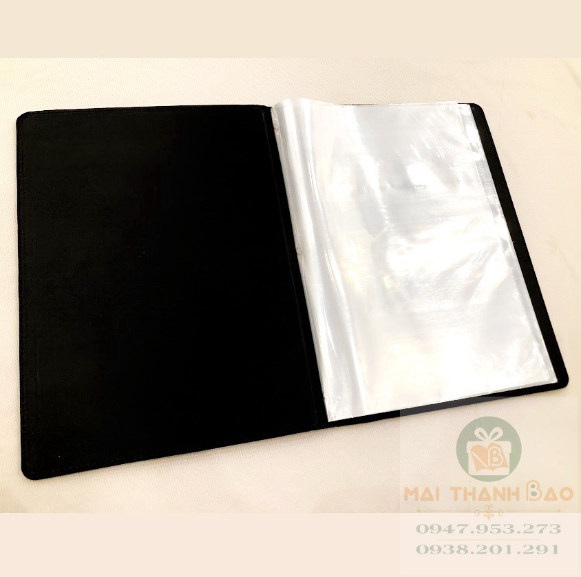 Bìa menu da simili loại dài, có các lá nhựa trong ở bên trong để nhét tờ menu Bìa menu da simili loại dài, có các lá nhựa trong ở bên trong để nhét tờ menu