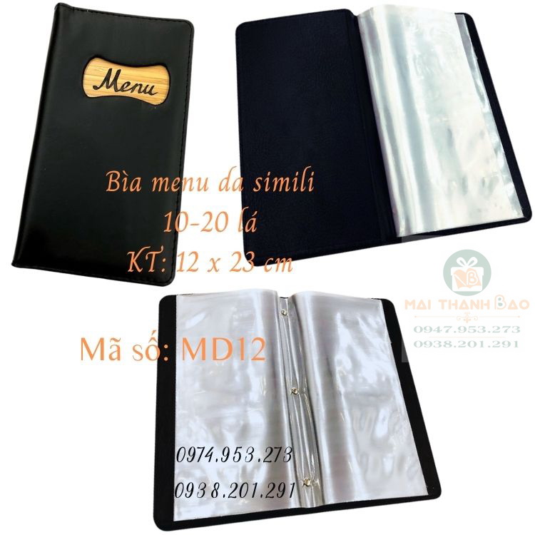 Bìa menu trình ký da simili A6 nhỏ gọn mã MD12 đủ màu đen đỏ xanh dương nâu bò nâu đậm Bìa menu trình ký da simili A6 nhỏ gọn mã MD12 đủ màu đen đỏ xanh dương nâu bò nâu đậm